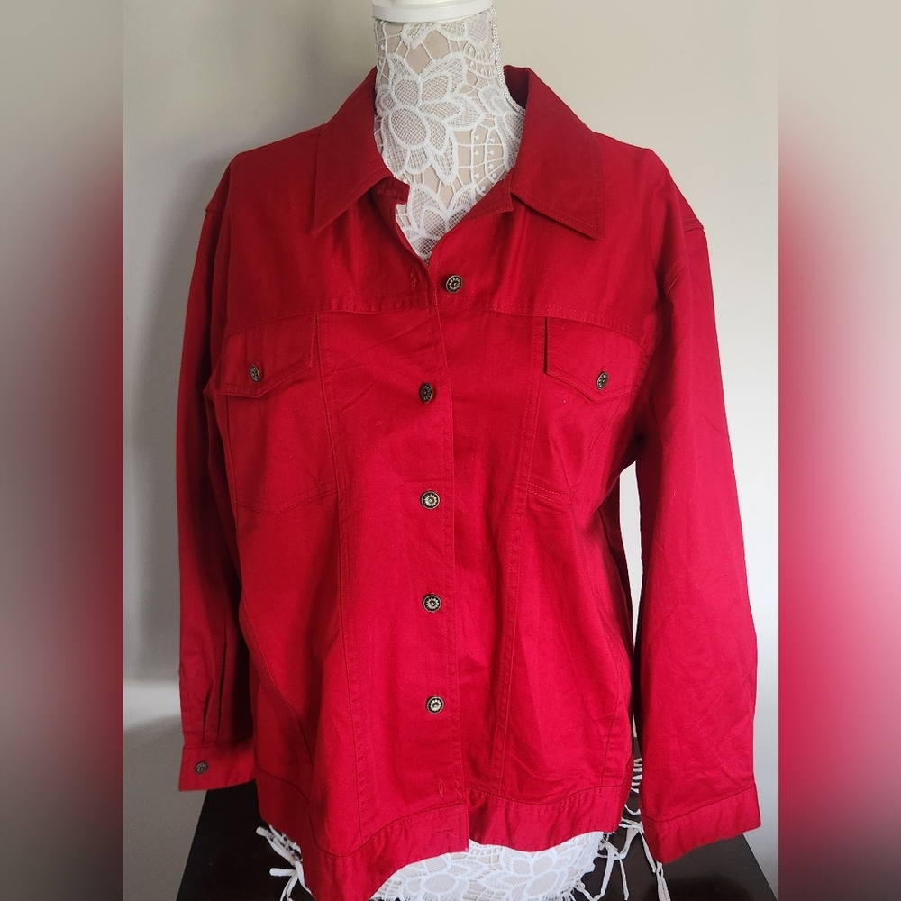 Alfred Dunner Red Button-Up Jacket